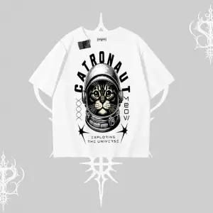 Stay Cool Kedi Baskılı Kayık Yaka Sweatshirt