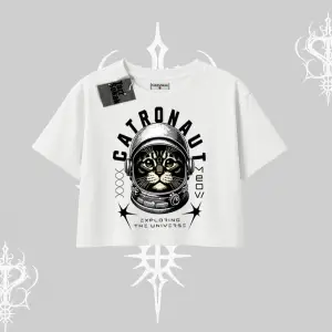 Stay Cool Kedi Baskılı Kayık Yaka Tshirt