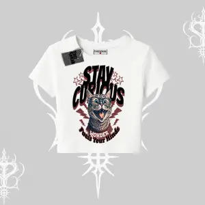 Stay Curious Kedi Baskılı Babby Tee Tshirt