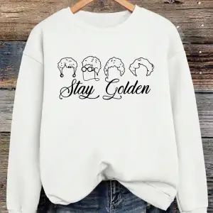 Stay Goldenprinting Tişörtü Bayan Sonbahar Kış Temelleri Kapüşonlular Gevşek Polar Sıcak Kaza