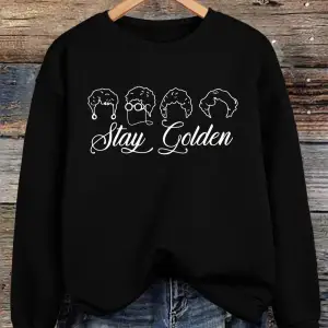 Stay Goldenprinting Tişörtü Bayan Sonbahar Kış Temelleri Kapüşonlular Gevşek Polar Sıcak Kaza