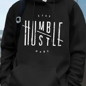 Stay Humble Hustle Hard Printing Erkekler İçin Kapüşonlu Sweatshirt Sonbahar Polar Sıcak Swea