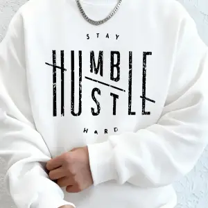 Stay Humble Hustle Hard Printing Erkekler İçin Kapüşonlu Sweatshirt Sonbahar Polar Sıcak Swea