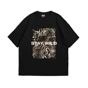 Stay Wild Leopar Baskılı 24/1 Oversize Unisex Beyaz