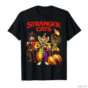 Stranger Cats Sirk Komik 6 7 Meme Kedi Parodisi Karnaval Tişörtü Erkek Kadın %100 Pamuklu Tiş