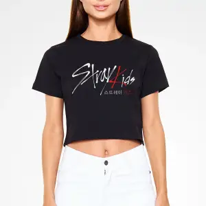Stray Kids K-pop Siyah Crop Top Tişört