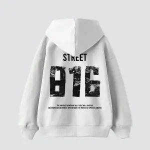 Street 816 Baskılı Oversize Unisex Premium Beyaz