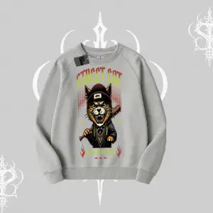 Street Cat Kedi Baskılı Biskilet Sweatshirt