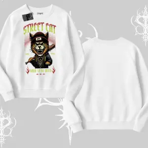 Street Cat Kedi Baskılı Biskilet Sweatshirt