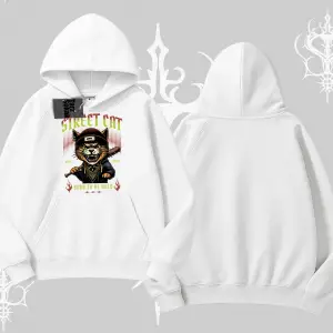 Street Cat Kedi Baskılı Kapşonlu Sweatshirt