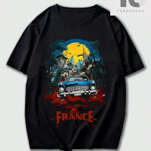 Street Life Erkek Araba Ve Mektup Baskılı T-shirt