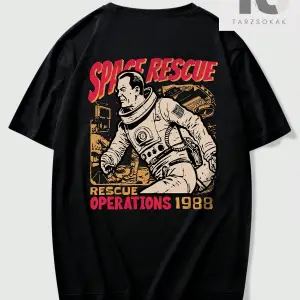 Street Life Erkek Astronot Yazılı Baskılı T-Shirt