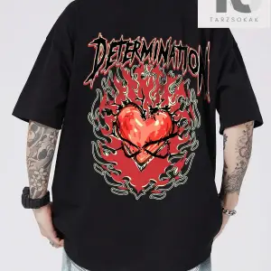 Street Life Erkek Harf Ve Kalp Baskılı Düşük Omuz T-shirt