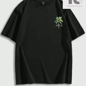 Street Life Erkek Mektup ve Ağaç Baskı Yuvarlak Yaka Tişört