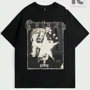 Street Life Erkek Mektup ve Yıldız Grafikli Tişört