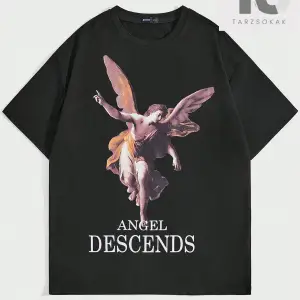 Street Life Erkek Melek Ve Harf Baskılı T-shirt