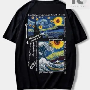 Street Life Erkek Slogan & Ayçiçeği Baskılı Tişört