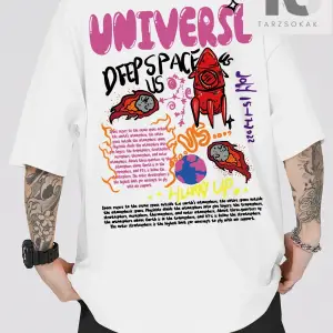 Street Life Erkek Sloganlı ve Karikatür Grafikli Tişört