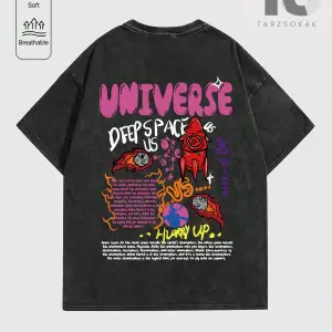 Street Life Erkekler Renkli Graffiti Baskı Ve Boyalı Mektup Tişört