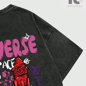 Street Life Erkekler Renkli Graffiti Baskı Ve Boyalı Mektup Tişört