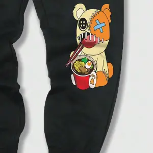 Street Life Guys Cartoon & Letter Graphic Drawstring Waist Eşofman Altı