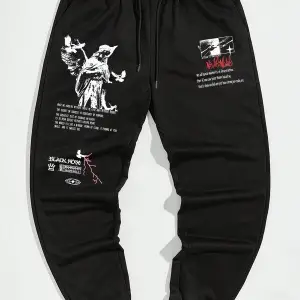 Street Life Guys Slogan Graphic Drawstring Waist Eşofman Altı