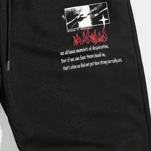 Street Life Guys Slogan Graphic Drawstring Waist Eşofman Altı