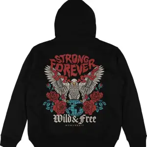 Strong Forever Siyah Oversize Unisex Kapüşonlu Sweatshirt Hoodie