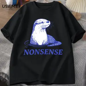 Su samuru Saçma Baskı TPamuk Tasarımcı Komik Deniz Samuru Meme Tee Vintage Y2K Hayvan 2944