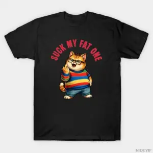 Suck My Fat One Cat Meme T-shirt Erkekler Kadınlar Için % 100% Pamuk T Shirt Kısa Kollu Üstle