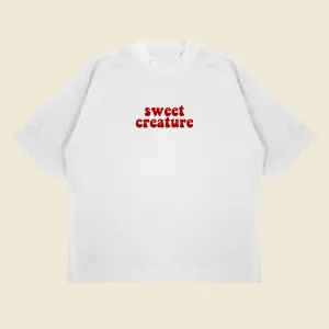 Sweet Creature Baskılı Oversize Unisex Pamuklu Nefes Alan Kalın Kumaşlı