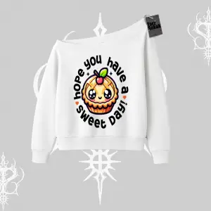 Sweet Day Cupcake Baskılı Kayık Yaka Sweatshirt
