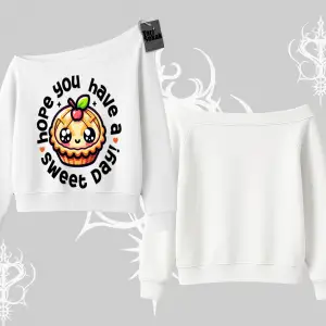 Sweet Day Cupcake Baskılı Kayık Yaka Sweatshirt