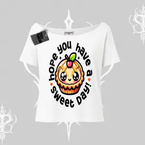 Sweet Day Cupcake Baskılı Kayık Yaka Tshirt