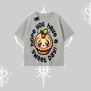 Sweet Day Cupcake Baskılı Oversize Tshirt