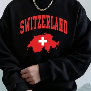 Switzerland Swiss Flag Printing Men Hoodies Autumn Fleece Warm Sweatshirts Casual Loose Crewn