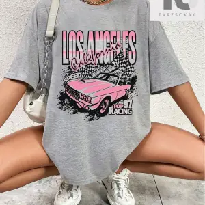 SXY Harf Grafikli Düşük Omuzlu Tişört