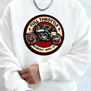 Tam Gazlı Motosiklet Baskılı Erkek Kapüşonlu Üstü Sonbahar Bisiklet Yaka Sweatshirt Temel Pol