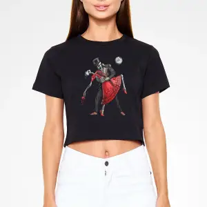 Tango Siyah Crop Top  T-Shirt