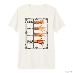 Taş Kağıt Makas Flashbang Gamer Meme T-shirt Erkekler Kadınlar Için % 100% Pamuk T Shirt Kısa