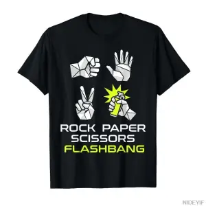 Taş Kağıt Makas Flashbang Komik Oyuncu Meme T-shirt Erkekler Kadınlar Için % 100% Pamuk T Shi