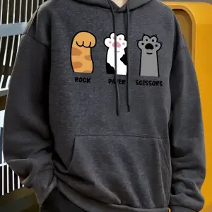 Taş Kağıt Makas Kedi Pençeleri Tasarım Erkekler Hoody Cep Rahat Kapüşonlular Moda Sonbahar Ka