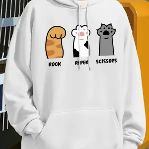 Taş Kağıt Makas Kedi Pençeleri Tasarım Erkekler Hoody Cep Rahat Kapüşonlular Moda Sonbahar Ka
