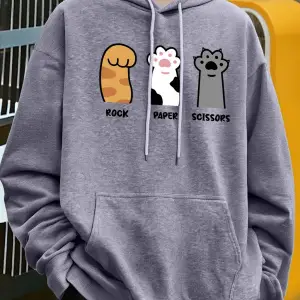 Taş Kağıt Makas Kedi Pençeleri Tasarım Erkekler Hoody Cep Rahat Kapüşonlular Moda Sonbahar Ka