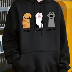 Taş Kağıt Makas Kedi Pençeleri Tasarım Erkekler Hoody Cep Rahat Kapüşonlular Moda Sonbahar Ka