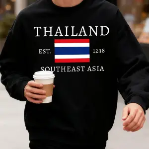 Tayland Güneydoğu Asya Baskılı Sonbahar Erkekler Kazak Yumuşak Giysiler Trendy Gevşek Tüm Maç