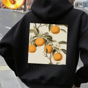 Taze Portakal Meyve Baskı Kapüşonlular Kadın Kış Polar Sıcak Kazaklar Gevşek Cep Tişörtü Raha