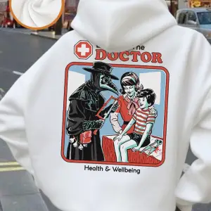 Tedavi eden doktor baskılı kapüşonlu svetşörtler kadın temel cepli sweatshirtler sonbahar pol