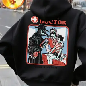 Tedavi eden doktor baskılı kapüşonlu svetşörtler kadın temel cepli sweatshirtler sonbahar pol