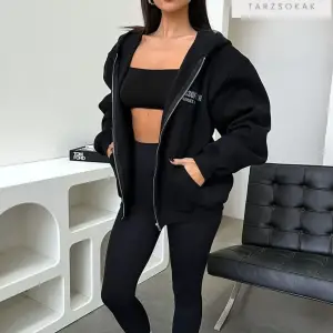 Thatssofetch Series 6 Baskılı Örme Pamuk 2 iplik Siyah Fermuarlı Hırka